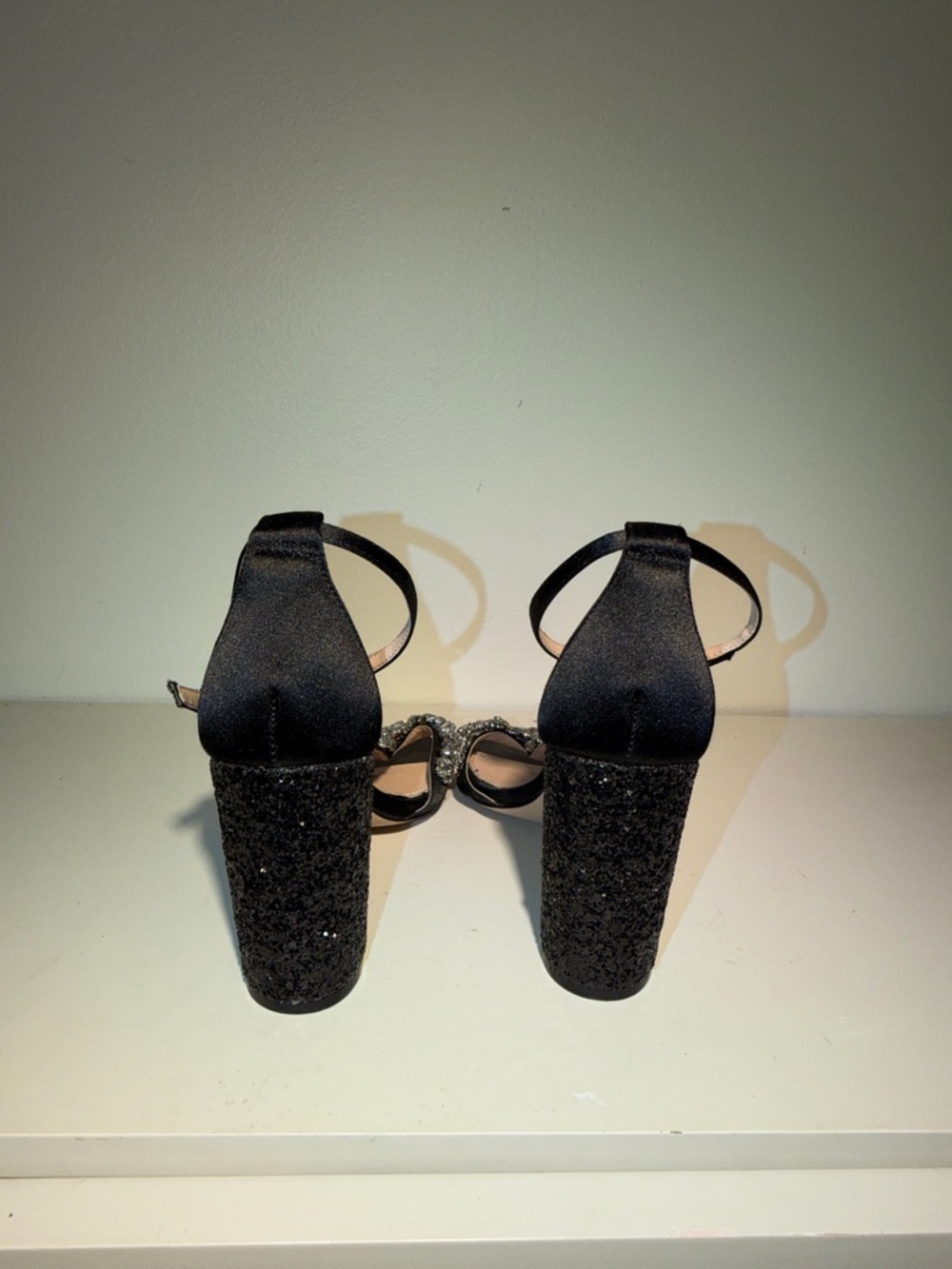 Jewel Badgley Mischka Black Crystal-Embellished Block Heel Sandals.Sz 7 Chic - Picture 5 of 12